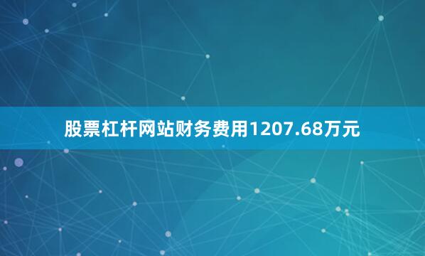 股票杠杆网站财务费用1207.68万元